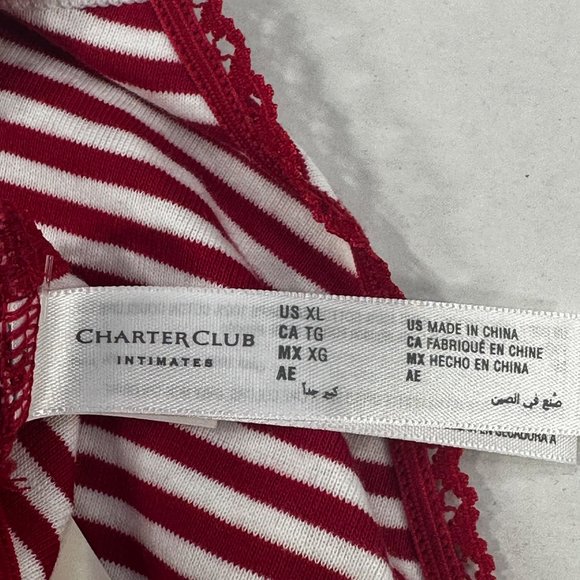 Charter Club Intimates Women's Size XL Panty Brief Hi Cut Striped Red White New - Picture 6 of 13